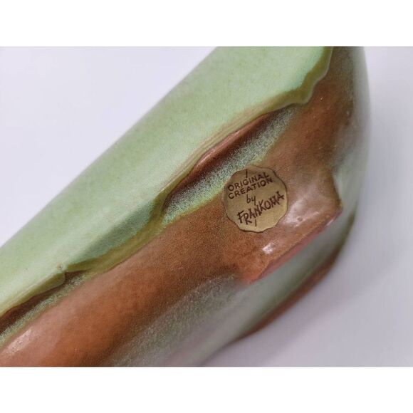 RARE  Extra Large Vintage 19.5" Oblong Prairie Green Planter - Picture 3 of 8